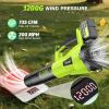 imageTietoc Leaf Blower Cordless 735CFM200MPH Brushless Electric Leaf Blower with 2 X 50Ah Battery 6 Speed Levels 2 Extended Tube and Nozzles Powerful Leaf Blowers for Lawn Care Light Green