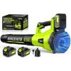 imageTietoc Leaf Blower Cordless 735CFM200MPH Brushless Electric Leaf Blower with 2 X 50Ah Battery 6 Speed Levels 2 Extended Tube and Nozzles Powerful Leaf Blowers for Lawn Care Light Green