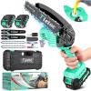 imageTietoc Mini Chainsaw 6 Inch with 2 Batteries Electric Saw Gifts for Men Dad Husband Gardener Cool Gadgets for Men 2025 Mens Gifts for Fathers Birthday Perfect Gifts Idea for Mothers Mom WomenLight Green  2 batteries