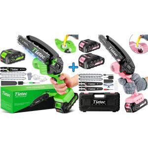 imageTietoc Mini Chainsaw 6 Inch Cordless With 2Pcs 21V Batteries 2024 Upgrade Deals 2024 Prime Gift Day Today